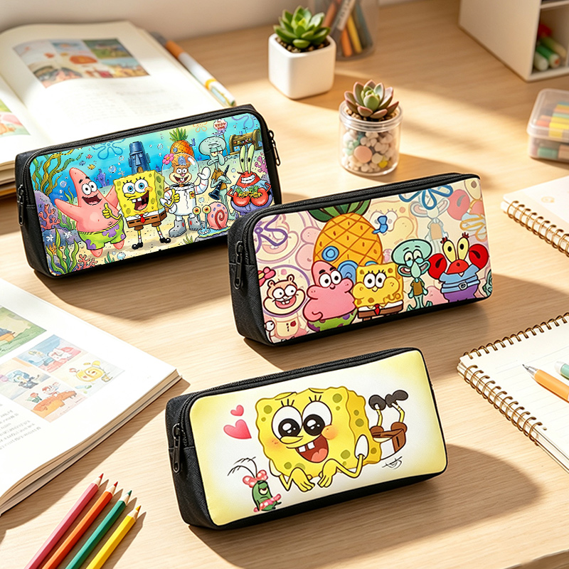 Anime Merchandise For Sale - กระเป๋าดินสอสปอนจ์บ็อบ ลายการ์ตูนอนิเมะน่ารัก กระเป๋าใส่ปากกา อุปกรณ์เครื่องเขียน กระเป๋าซิปเก็บของ ของใช้สำหรับนักเรียน