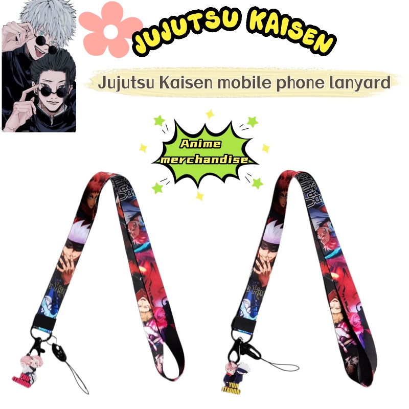 Anime Cosplay Merchandise - สินค้าอนิเมะจูจุตสึไคเซ็น สายคล้องโทรศัพท์แบบสร้างสรรค์ ลายการ์ตูนสไตล์ญี่ปุ่น สายคล้องคอโกโจ ซาโตรุ อุปกรณ์เสริม