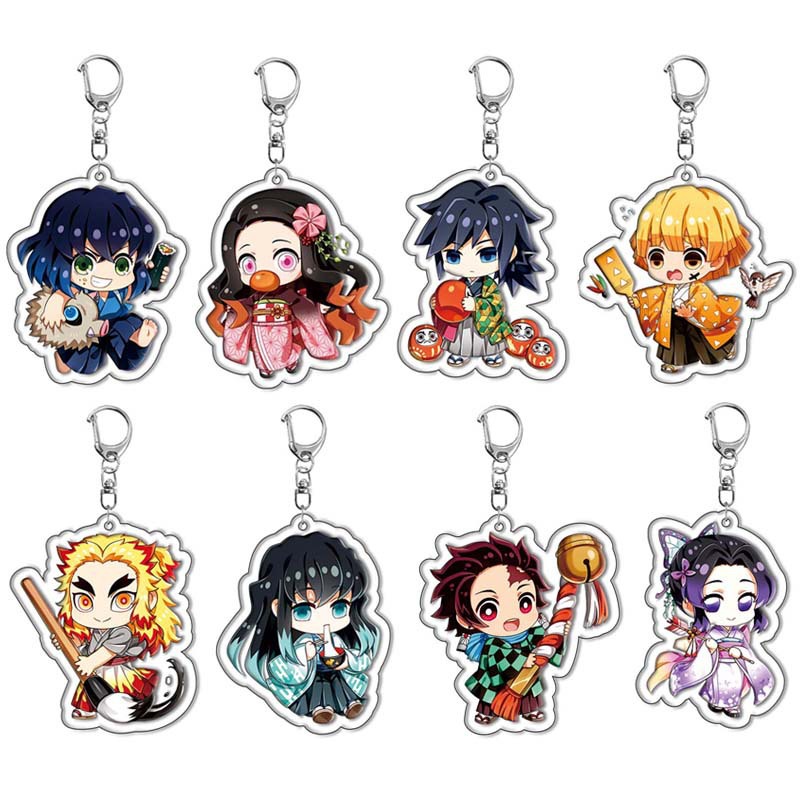 Anime Cosplay Merchandise - พวงกุญแจอะคริลิค ดาบพิฆาตอสูร คิเมทสึโนะ ไยบะ ทันจิโร่ คามาโดะ