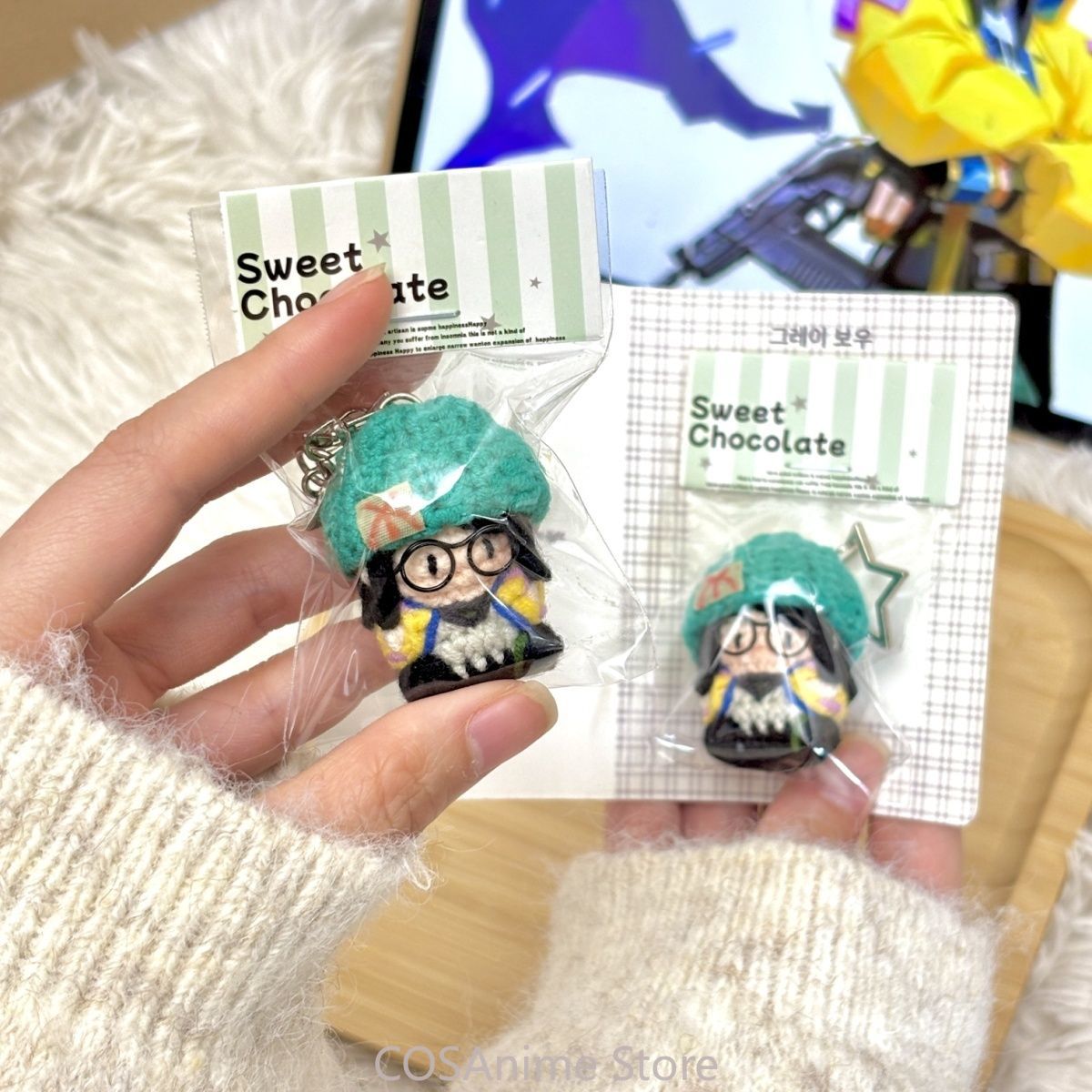 Top Anime Merchandise - ตุ๊กตาถักนิตติ้ง VALORANT Killjoy สำหรับคอสเพลย์ ตุ๊กตาขนาดเล็ก กระเป๋าพวงกุญแจ